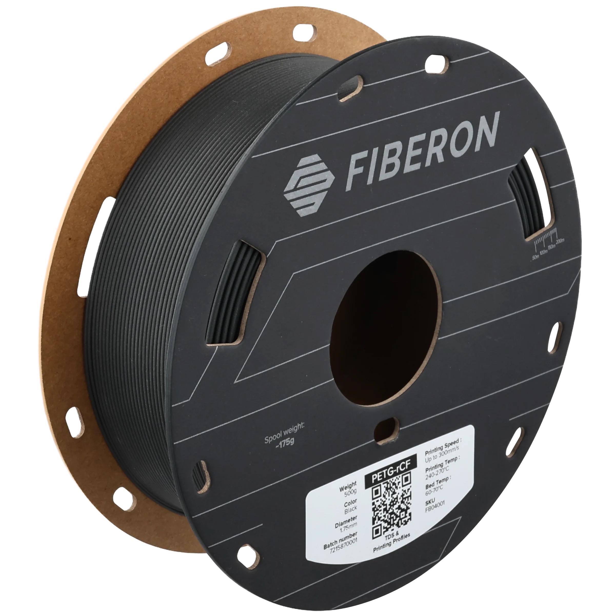 FB04001_Isometric_Top_199b2b3c-5cee-4a95-8c40-d79ced66ad86 PolyMaker Fiberon PETG-rCF08 Black 1,75mm , 500g - Bild 1